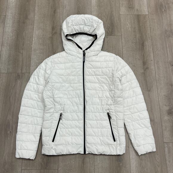 Calvin Klein Packable Puffer Quilted Zip Up Jacket White Size Small S B3 - Picture 1 of 8